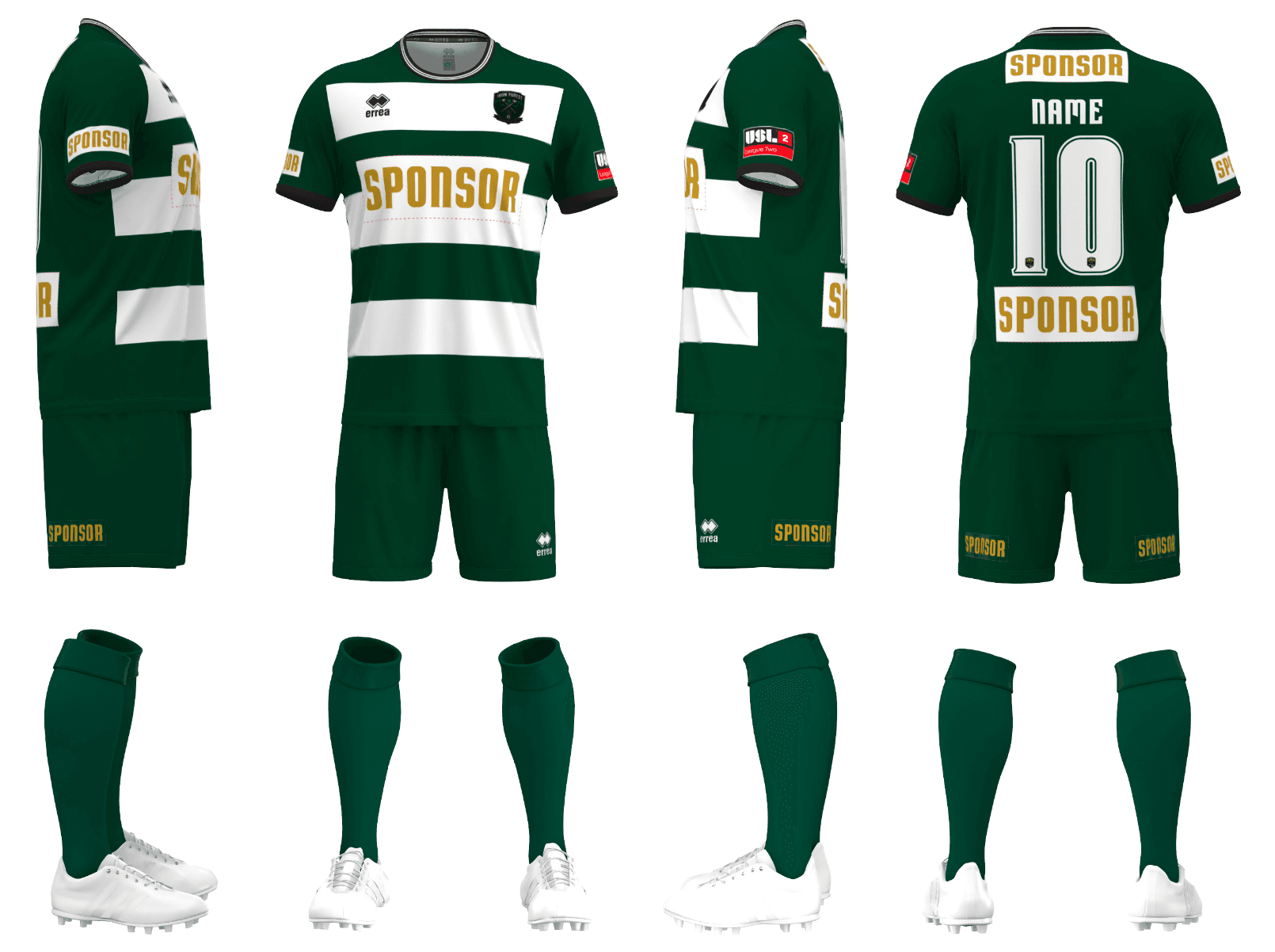 Iron Forest FC away kit — dark green and white